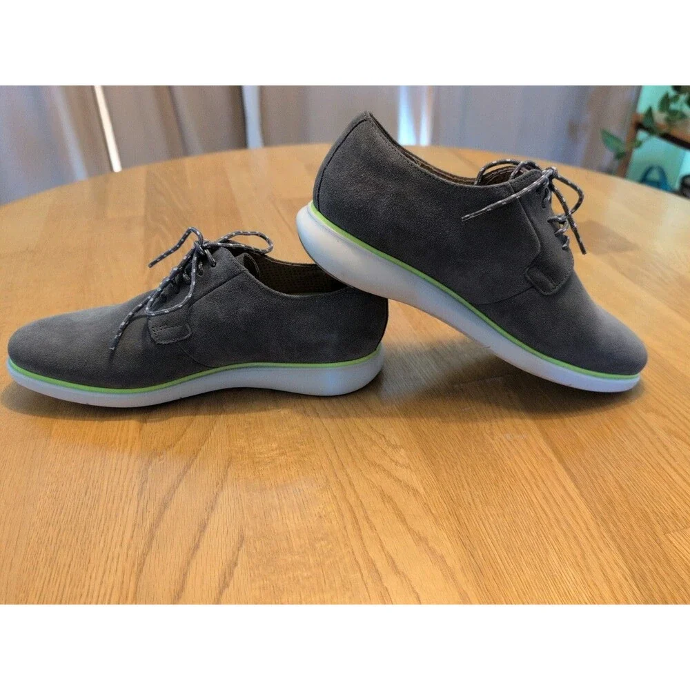 Florsheim Fuel 5-Eye Plain Toe Oxfords Grey Suede White Sole Men's Size 7.5 Nice